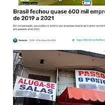 Brasil fechou quase 600 mil empresas de 2019 a 2021